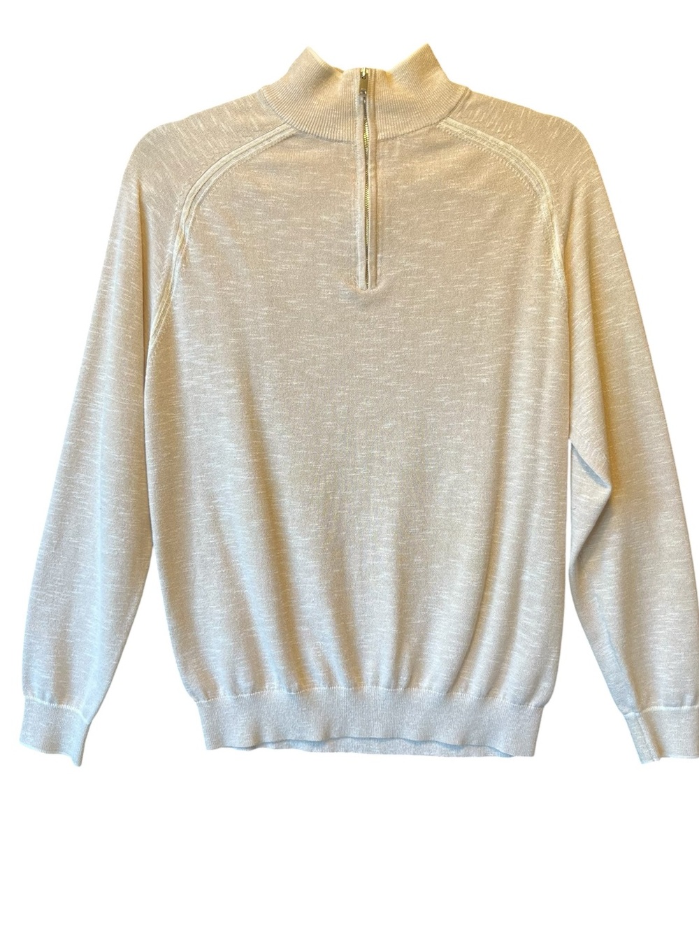 Reiss Jumper Sweater M Light Beige Cream 1/4 Zip Mock Neck Pullover Knit Mens